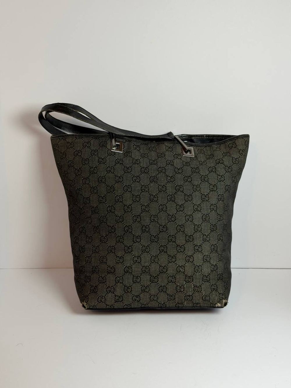 Gucci GG Patterned Canvas Black Tote Bag